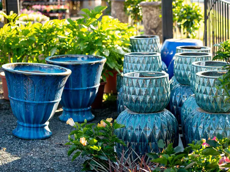 Find beautiful outdoor pottery at Bountiful Acres.