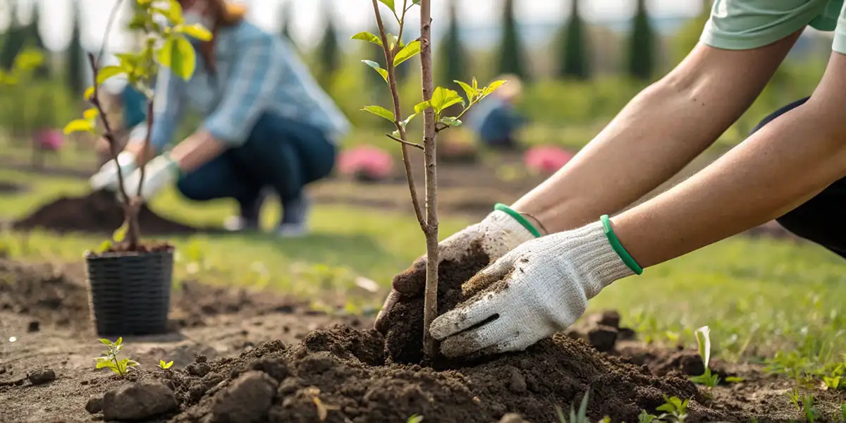 September Yard and Garden-planting a tree